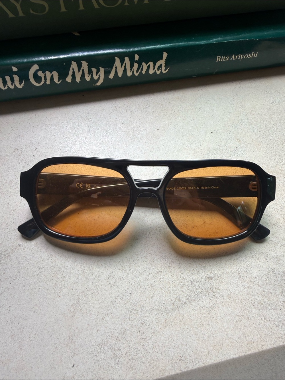 MELLER EYE WEAR Retro Black Sunglasses with Amber Lenses